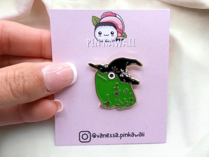 Email Brooch Pin | Frog Wizard | Wizard Hat | Magic | Kawaii | Fun | Humor