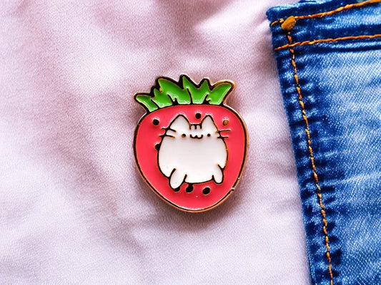 Pin's Broche Email | Chat Kawaii | Fraise | Kawaii | Fun | Humour