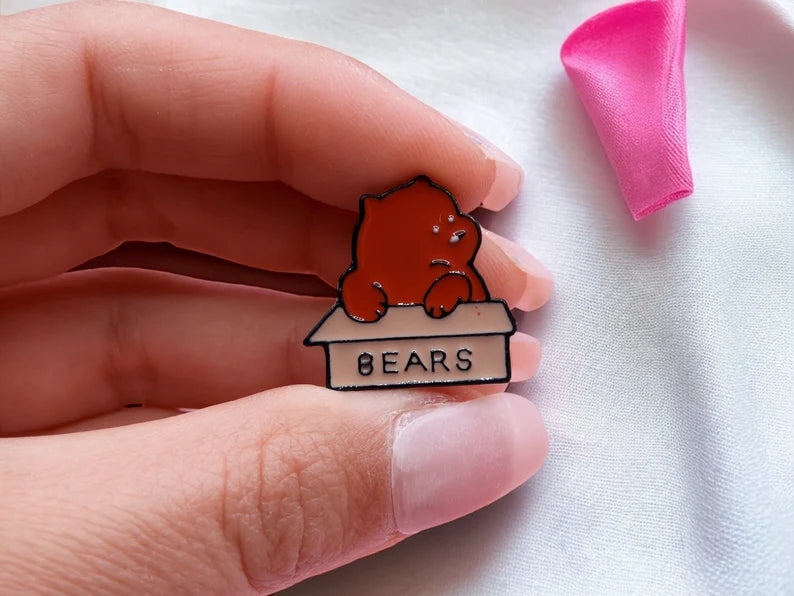 Pin's Broche Email | Ourson Boite | Livraison Mignon | Kawaii | Fun | Humour