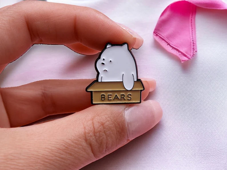 Pin's Broche Email | Ourson Boite | Livraison Mignon | Kawaii | Fun | Humour