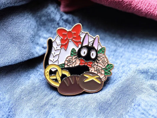 Email Brooch Pin | Kiki The Little Witch | Chat Noir Bakery | Jiji | Kawaii | Cute Cartoon