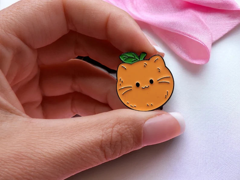 Email Brooch Pin | Cat Fruits | Orange, Strawberry and Kiwi | Kawaii | Fun | Humor