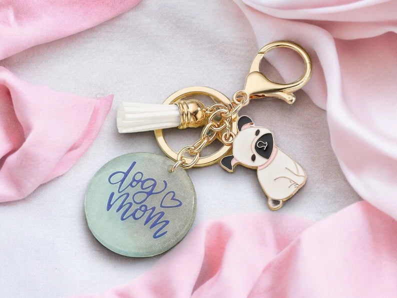 Keychain | Dog Mom | Dog Mom | Dog Lover | Bag Pendant | Gold Metal