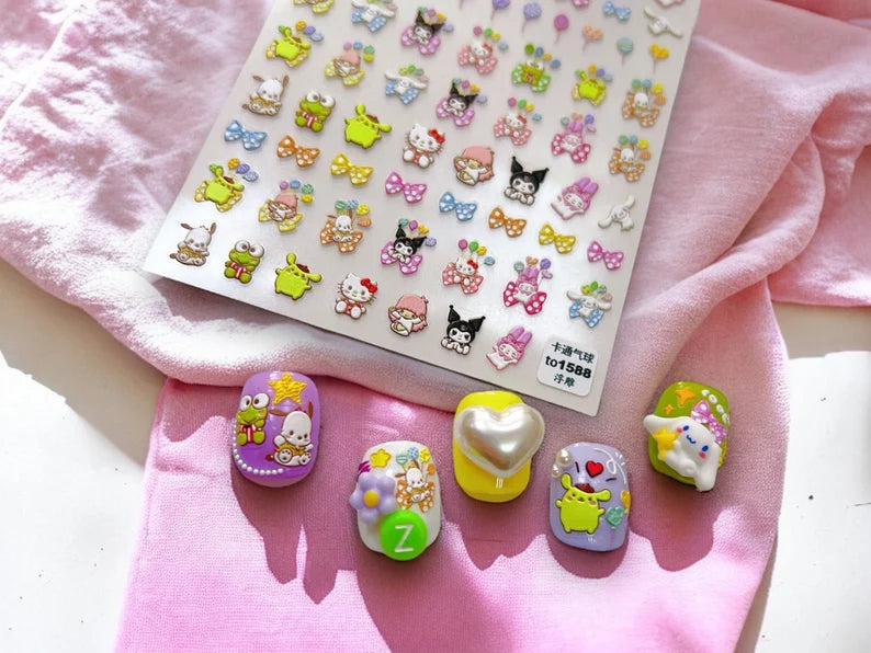 Nail Art | Autocollant d'ongles | Ongles Correctifs | Mignon | Kawaii | Dessin Animé