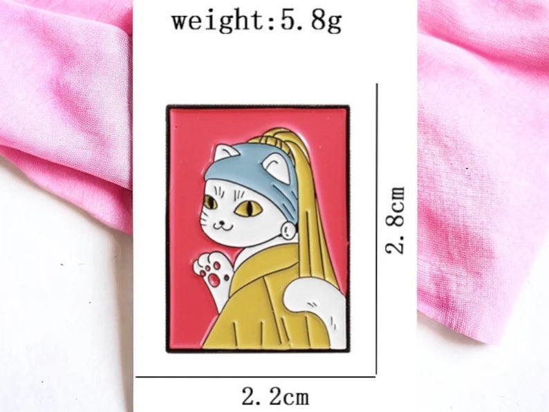 Email Brooch Pin | Cat Caricature Painting | Humor | Cute | Kawaii