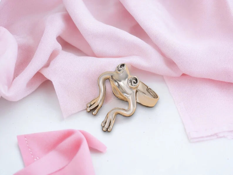 Ring Ring Jewelry Adjustable | Frog | Costume Jewelry | Gold or Silver | Kawaii | Cute