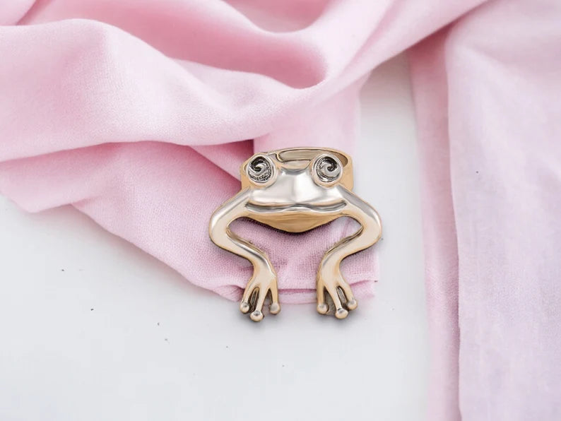 Bague Anneau Bijoux Réglable | Grenouille | Bijou Fantaisie | Doré ou Argenté | Kawaii | Mignon