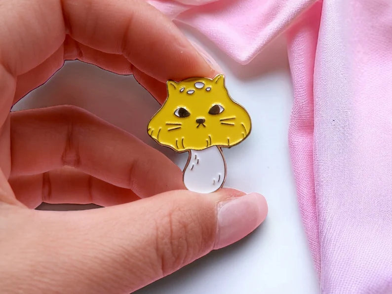 Pin's Broche Email | Champignon Chat | Mignon | Kawaii | Fun | Humour