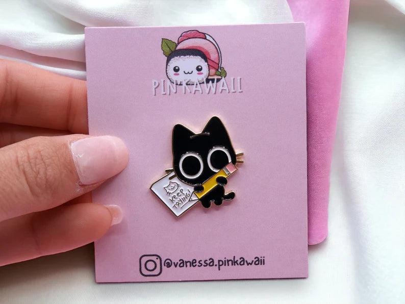 Email Brooch Pin | Cat | Keep Trying | Cat | Kawaii | Fun