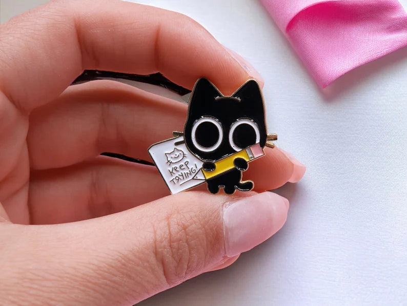 Pin's Broche Email | Chat | Keep Trying | Cat | Kawaii | Fun