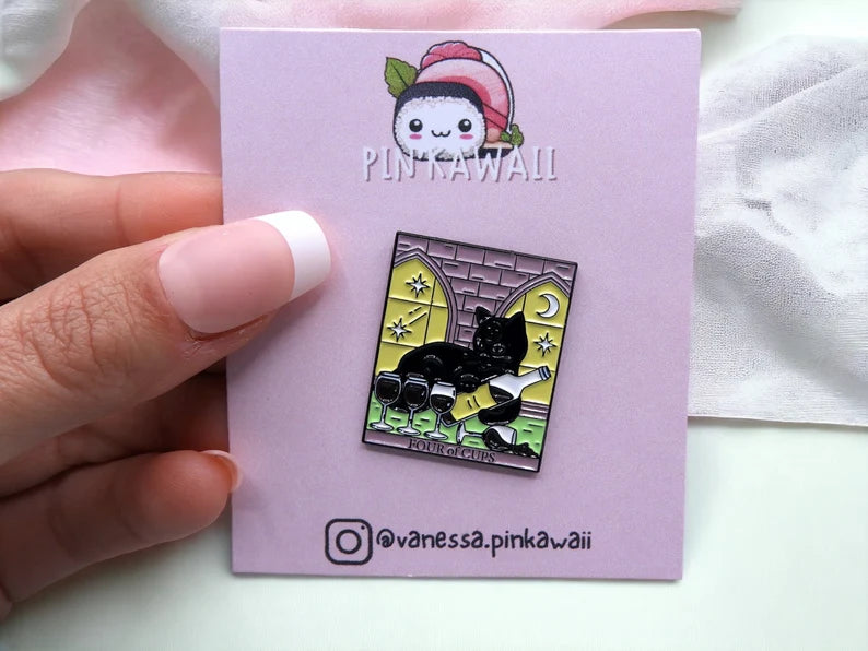 Pin's Broche Email | Tarot Chat Kawaii | Carte de Tarot | Kawaii | Fun | Humour