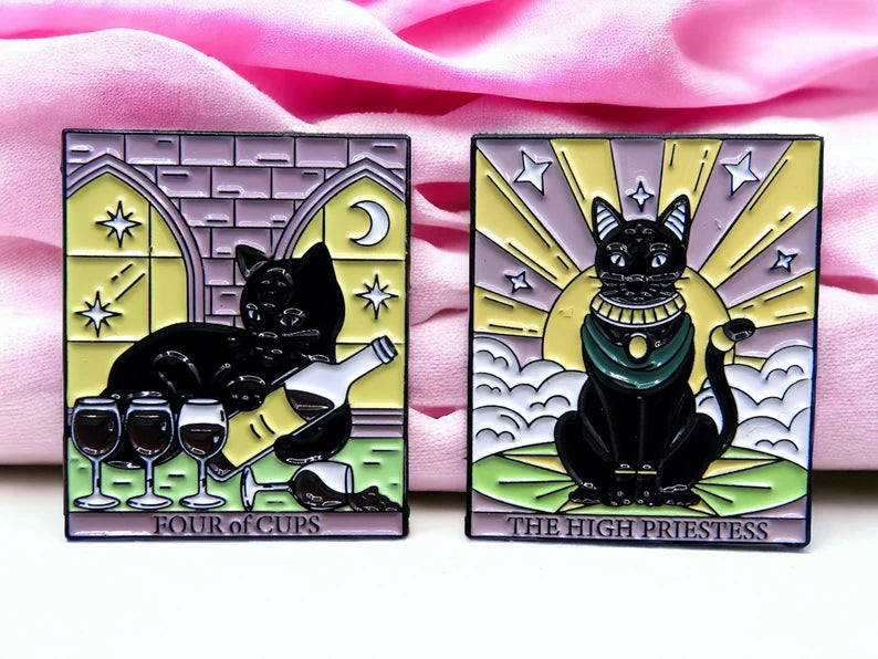 Pin's Broche Email | Tarot Chat Kawaii | Carte de Tarot | Kawaii | Fun | Humour