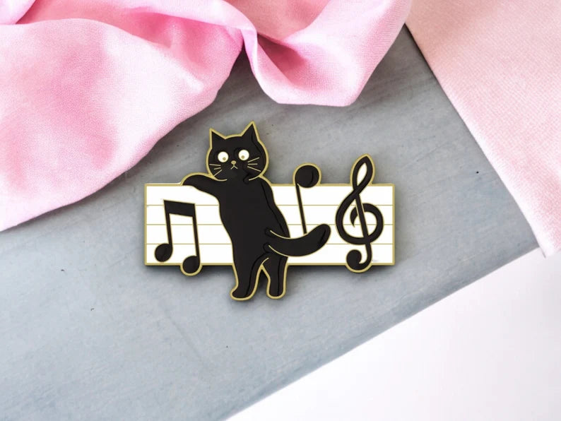 Pin's Broche Email | Chat Musicien | Musique | Kawaii | Fun | Humour