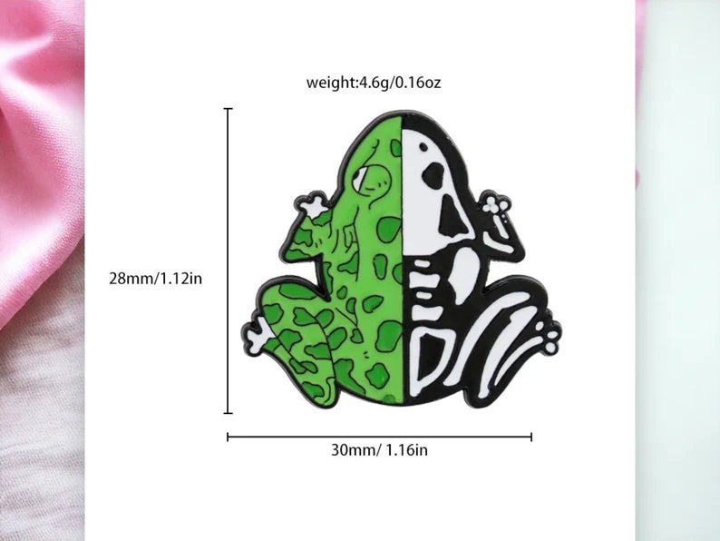 Email Brooch Pin | Frog Half Skeleton | I like Frogs | Frog | Kawaii | Fun | Humor