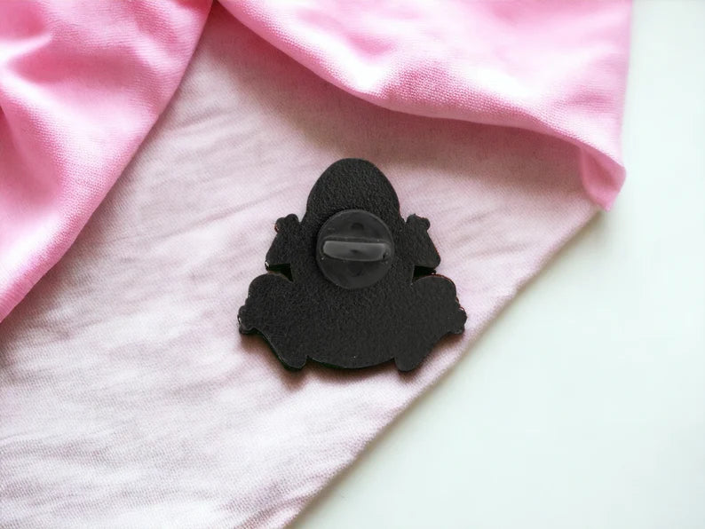 Pin's Broche Email | Grenouille Moitié Squelette | J'aime les Grenouilles | Grenouille | Kawaii | Fun | Humour