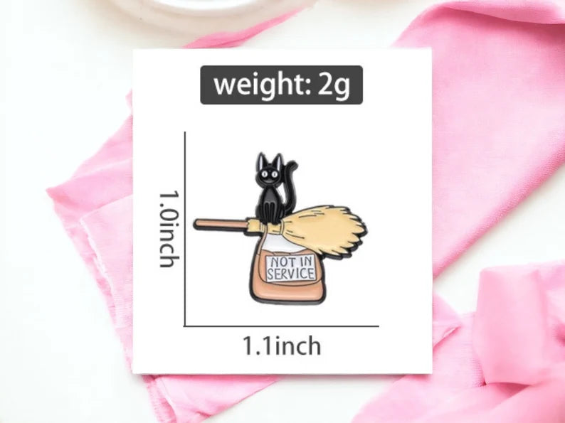 Email Brooch Pin | Kiki The Little Witch | Not in Service | Chat Noir Bakery | Jiji | Kawaii | Cute Cartoon