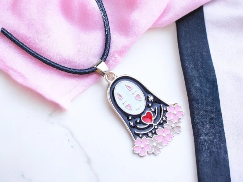 Black Cord Pendant Necklace | Totoro Faceless Man | Spirited Away | My Neighbor Totoro | Kawaii | Cute