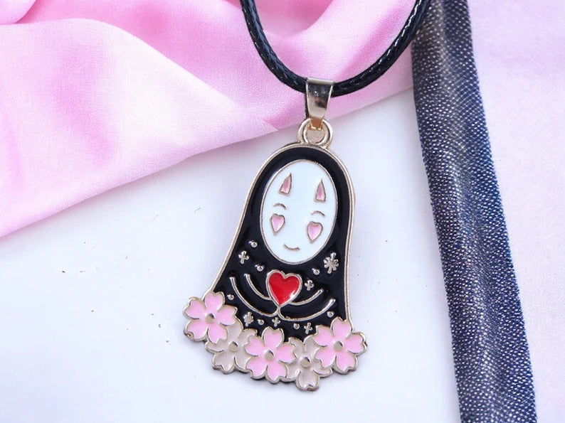 Black Cord Pendant Necklace | Totoro Faceless Man | Spirited Away | My Neighbor Totoro | Kawaii | Cute