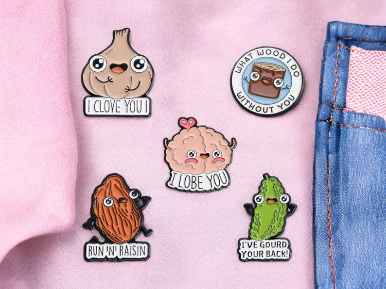 Pin's Broche Email | Légumes, Bois , Cerveau | Jeu de mot | Kawaii | Fun | Humour