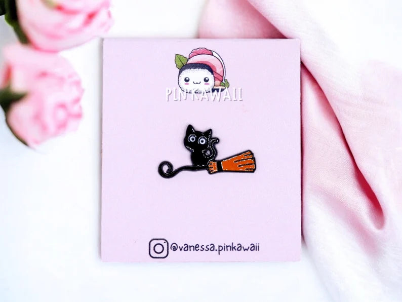 Email Brooch Pin | Kiki The Little Witch | Chat Noir Bakery | Jiji | Kawaii | Cute Cartoon