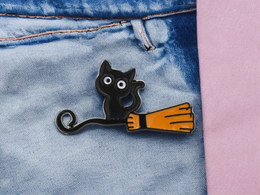 Email Brooch Pin | Kiki The Little Witch | Chat Noir Bakery | Jiji | Kawaii | Cute Cartoon