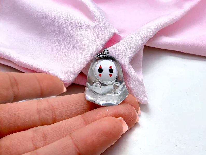 Pendentif Résine Verre Transparent |  Totoro Homme sans Visage | Chihiro | Mon Voisin Totoro | Kawaii | Mignon