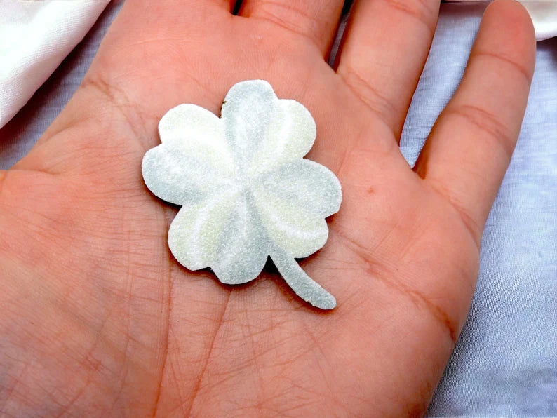 Embroidery Fabric | Lucky Clover Iron-on Patch | Green | 4 clover leaves | Kawaii