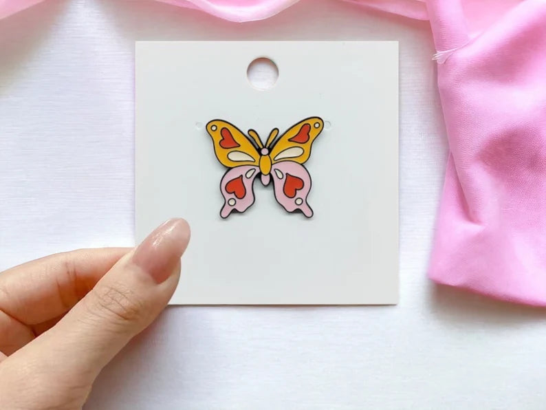 Pin's Broche Email | Champignon Papillon Kawaii | Cute | Mignon | Kawaii | Fun | Humour