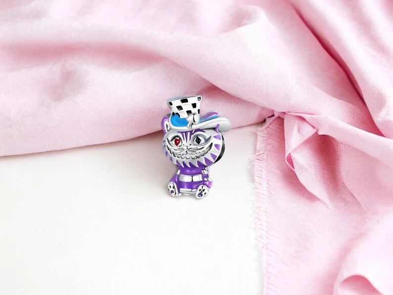 Pendentifs de Collier ou Bracelet | Charms |  Chat Cheshire | Alice Pays Merveilles | Argent 925