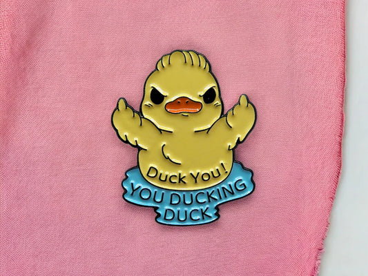 Email Brooch Pin | Chick Middle Finger | Fuck | Humor | Kawaii | Cute