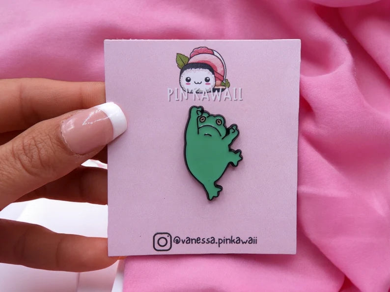 Email Brooch Pin | Frog Middle Finger | Fuck | Humor | Kawaii | Cute