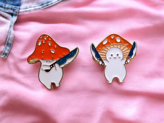 Pin's Broche Email | Champignon Couteau | Humour | Mignon | Fun | Kawaii