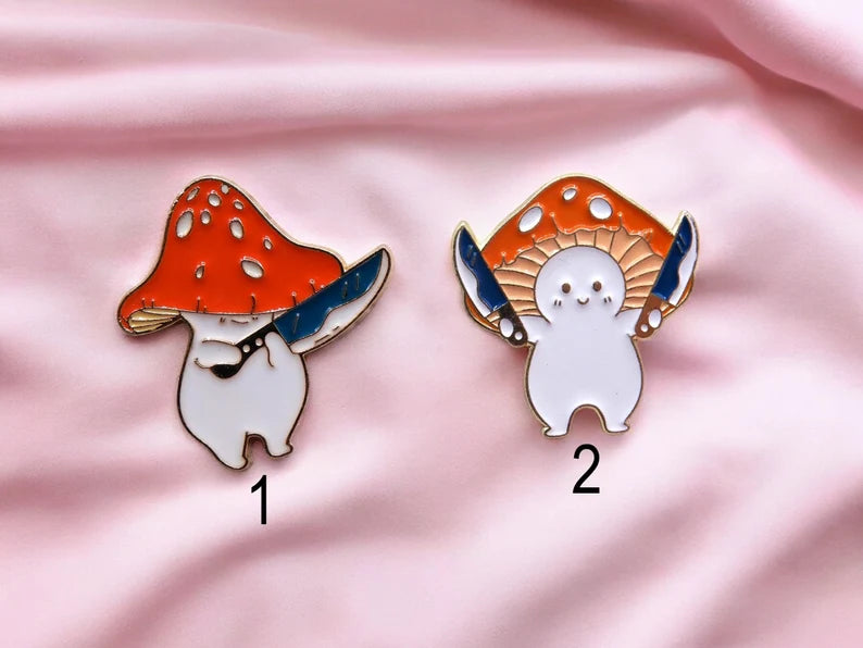 Pin's Broche Email | Champignon Couteau | Humour | Mignon | Fun | Kawaii