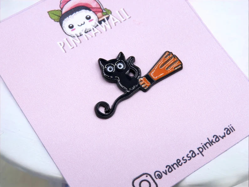 Email Brooch Pin | Kiki The Little Witch | Chat Noir Bakery | Jiji | Kawaii | Cute Cartoon