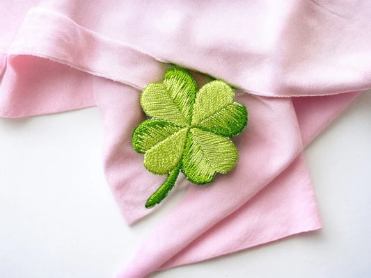 Embroidery Fabric | Lucky Clover Iron-on Patch | Green | 4 clover leaves | Kawaii