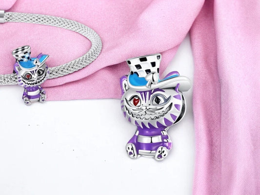 Necklace or Bracelet Pendants | Charms | Cheshire Cat | Alice Wonderland | Silver 925