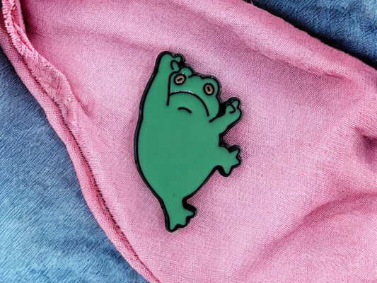 Email Brooch Pin | Frog Middle Finger | Fuck | Humor | Kawaii | Cute