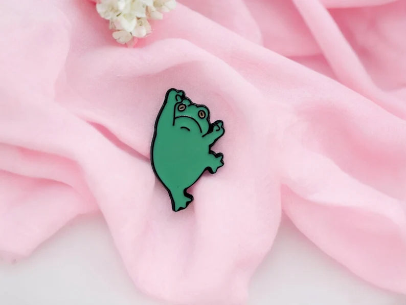 Email Brooch Pin | Frog Middle Finger | Fuck | Humor | Kawaii | Cute