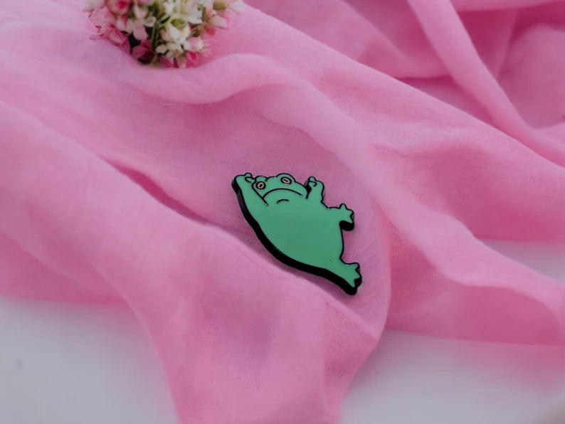 Email Brooch Pin | Frog Middle Finger | Fuck | Humor | Kawaii | Cute