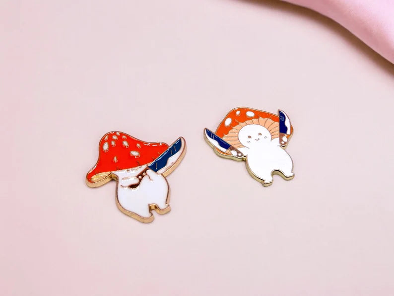 Pin's Broche Email | Champignon Couteau | Humour | Mignon | Fun | Kawaii