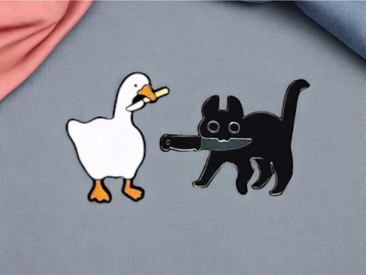 Pin's Broche Email | Canard Chat Couteau | Humour | Mignon | Fun | Kawaii