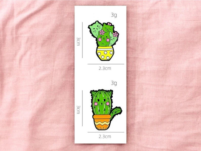 Pin's Broche Email | Mignon Cactus Chat | Kawaii | Fun Humour Pot de Fleur Cactés