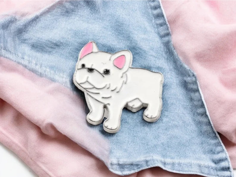 Email Brooch Pin | Black or White Bulldog Dog | Dog Lovers | Kawaii | Fun | Humor