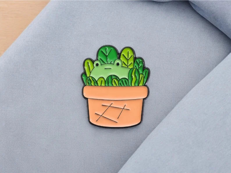 Email Brooch Pin | Cute Cactus Bat Rabbit Frog | Kawaii | Fun Humor Cacti Flower Pot