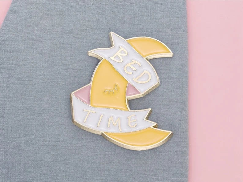 Email Brooch Pin | Dog Mom Heart | Bed Time Moon | Kawaii Pastel Colors | Fun | Humor