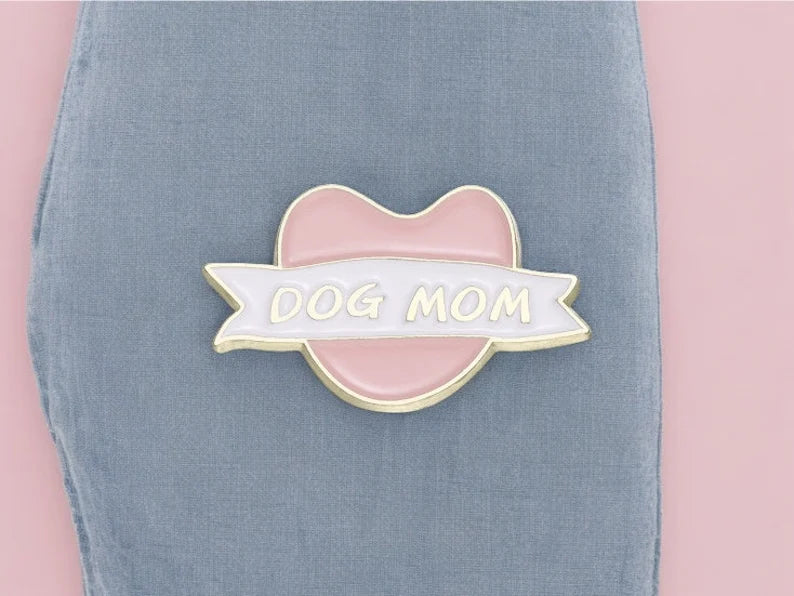 Email Brooch Pin | Dog Mom Heart | Bed Time Moon | Kawaii Pastel Colors | Fun | Humor