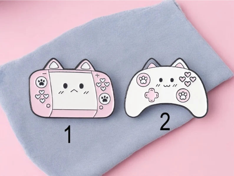 Pin's Broche Email | Chat Manette Console Jeux | Jeux Video | Chat | Kawaii | Fun | Humour