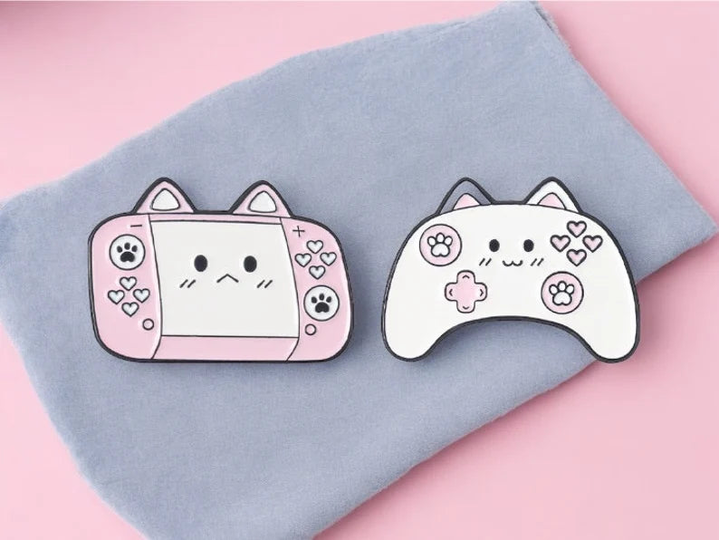 Pin's Broche Email | Chat Manette Console Jeux | Jeux Video | Chat | Kawaii | Fun | Humour