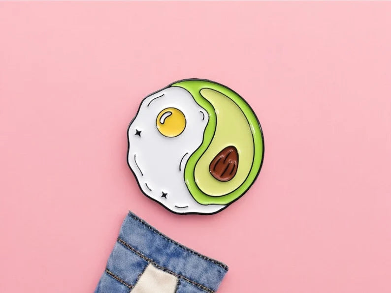 Pin's Broche Email | Avocat Lunettes Soleil | Oeuf Avocat Petit Déjeuner | Kawaii Mignon | Fun | Humour