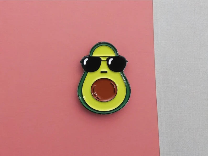 Pin's Broche Email | Avocat Lunettes Soleil | Oeuf Avocat Petit Déjeuner | Kawaii Mignon | Fun | Humour